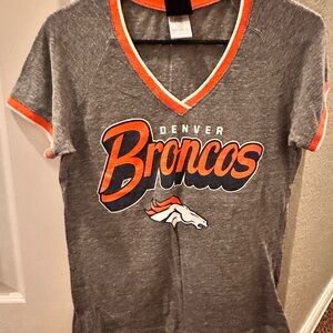 NFL Kids Gray and Orange Denver Broncos V-Neck Shirt